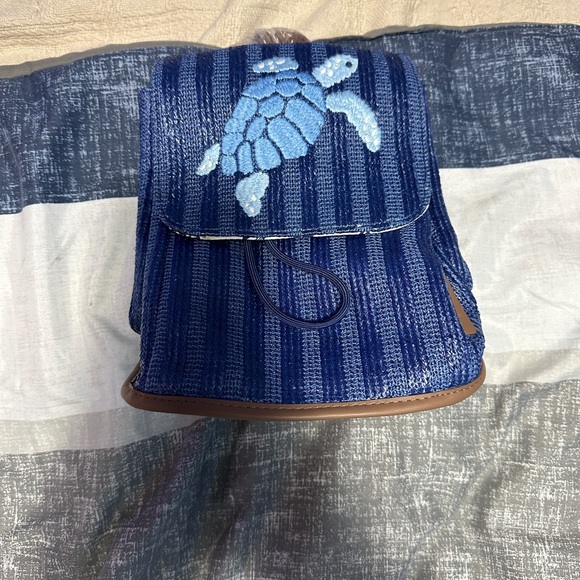 Vera Bradley Handbags - Vera Bradley Straw Mini Backpack - Regatta Turtle Blue